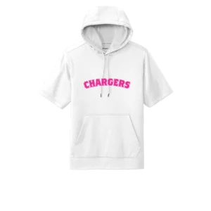 Chargers Pink Curve Logo Adult Short Sleeve Hoodie