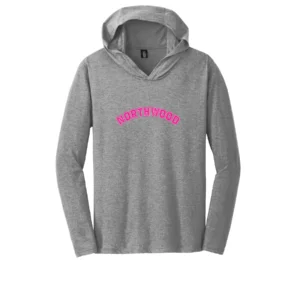 Pink Curved Logo Adult Long Sleeve Hooded Tee