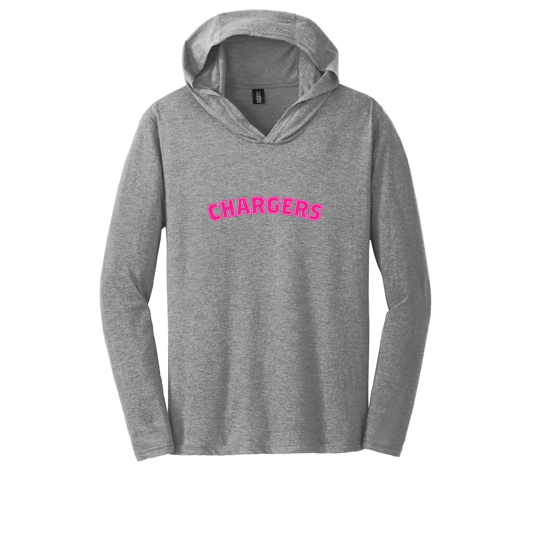 Chargers Pink Curve Logo Adult Long Sleeve Hooded Tee - Image 1