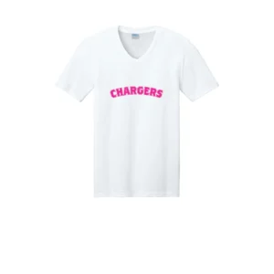 Chargers Pink Curve Logo Adult V-Neck