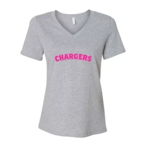 Chargers Pink Curve Logo Ladies V-Neck