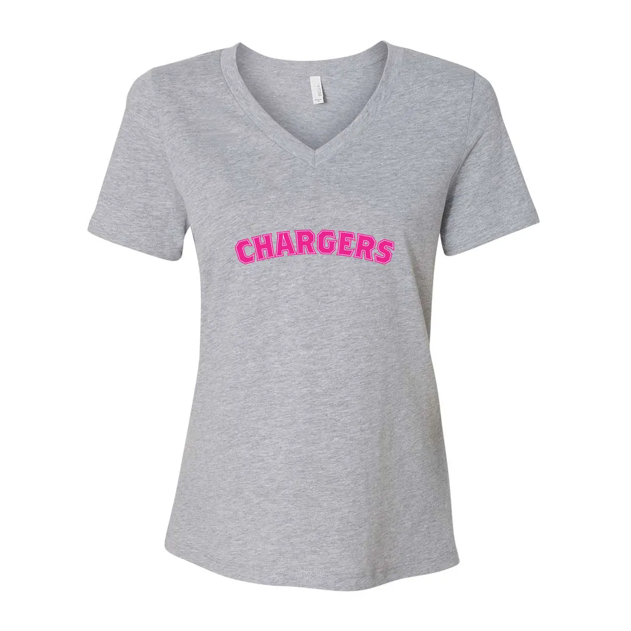 Chargers Pink Curve Logo Ladies V-Neck - Image 1