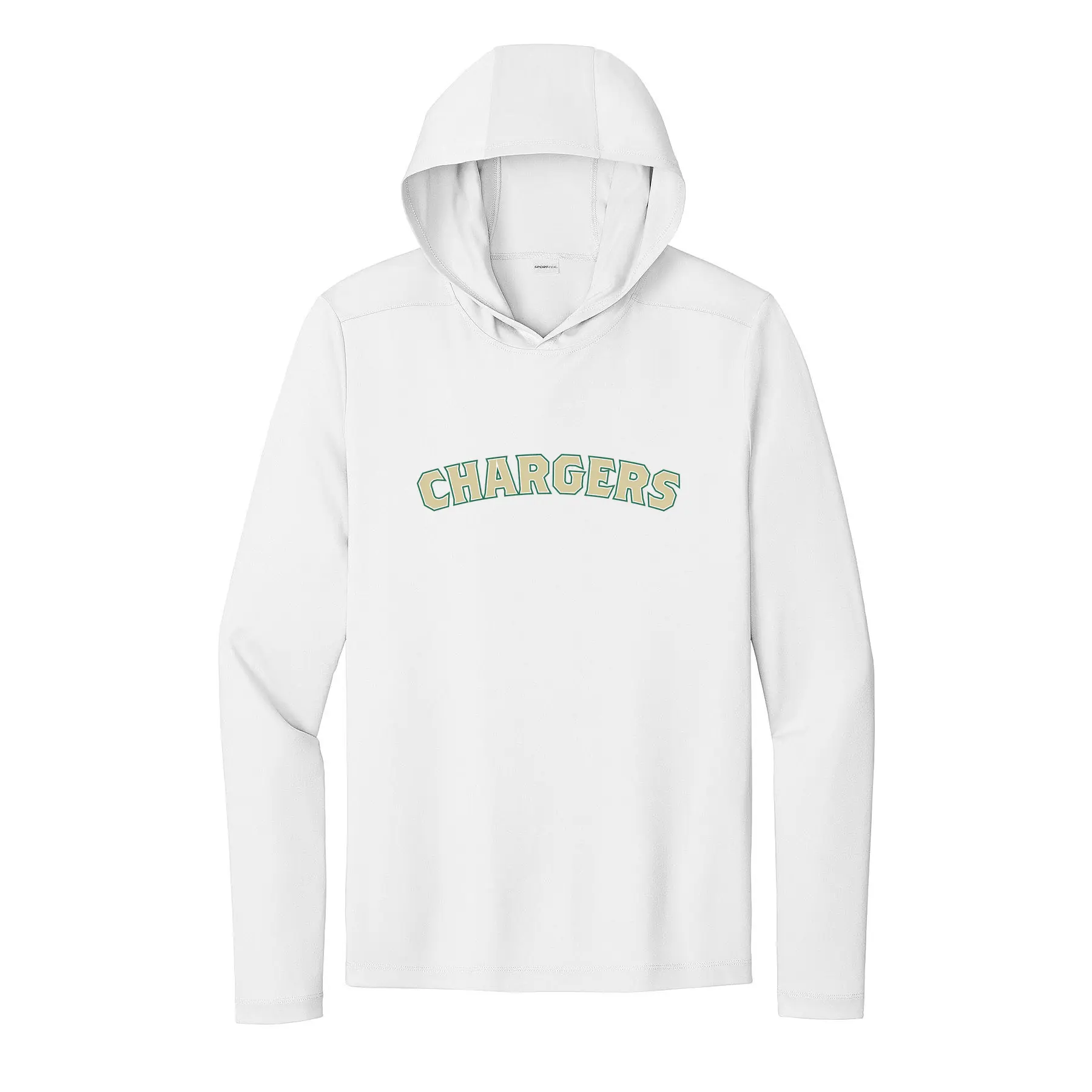 Chargers Curve Logo Adult Long Sleeve Hooded Tee - Image 1
