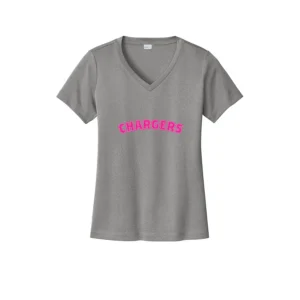 Chargers Pink Curve Logo Ladies V-Neck