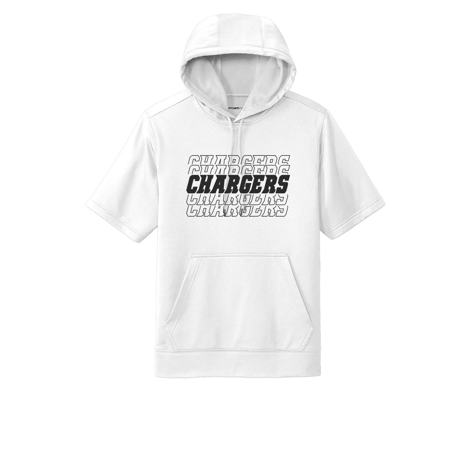 Chargers Repeat Logo Adult Short Sleeve Hoodie - Image 1