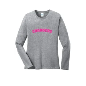 Chargers Pink Curve Logo Ladies Long Sleeves