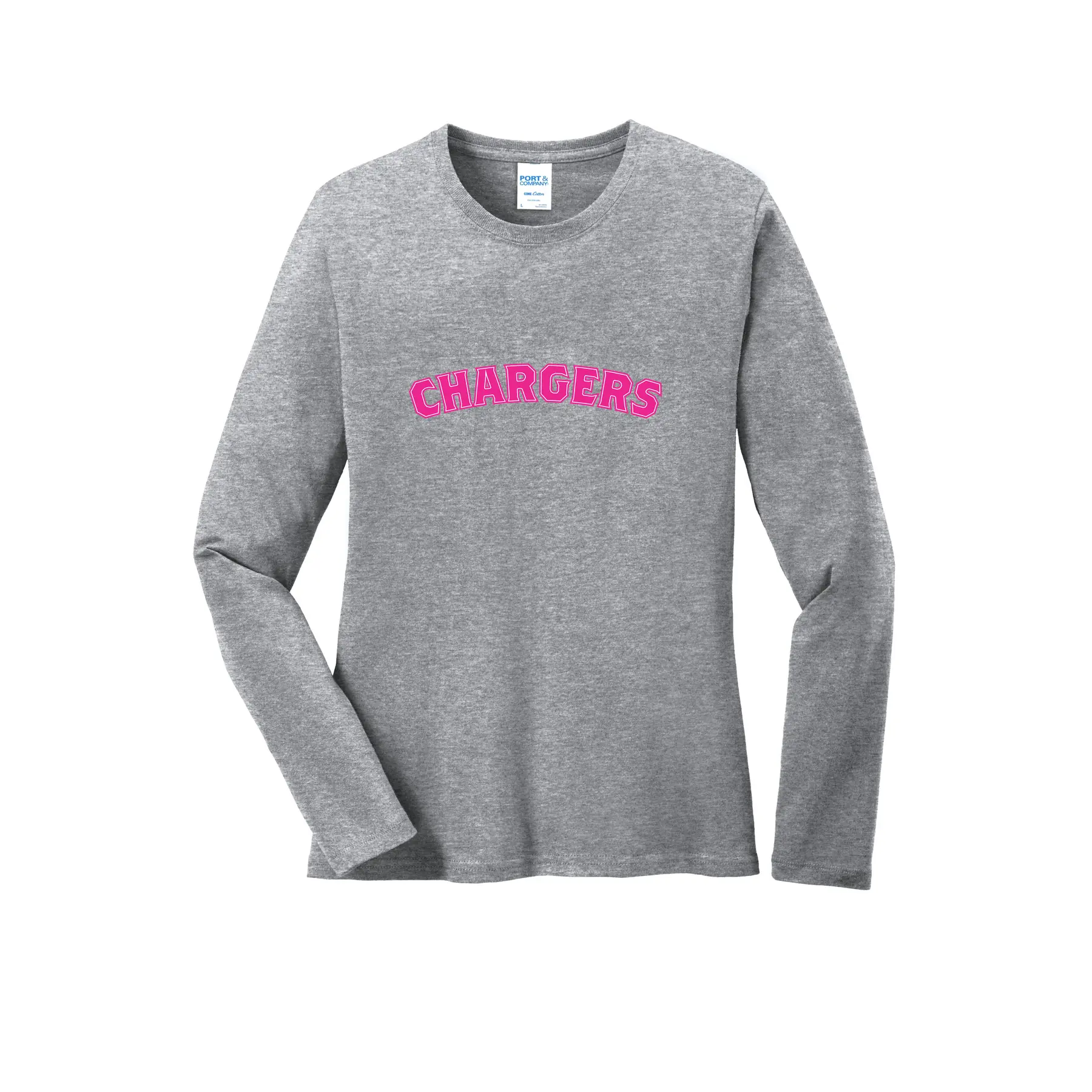 Chargers Pink Curve Logo Ladies Long Sleeves - Image 1