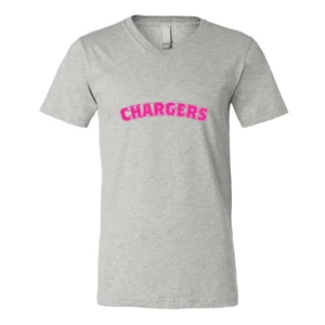 Chargers Pink Curve Logo Adult V-Neck