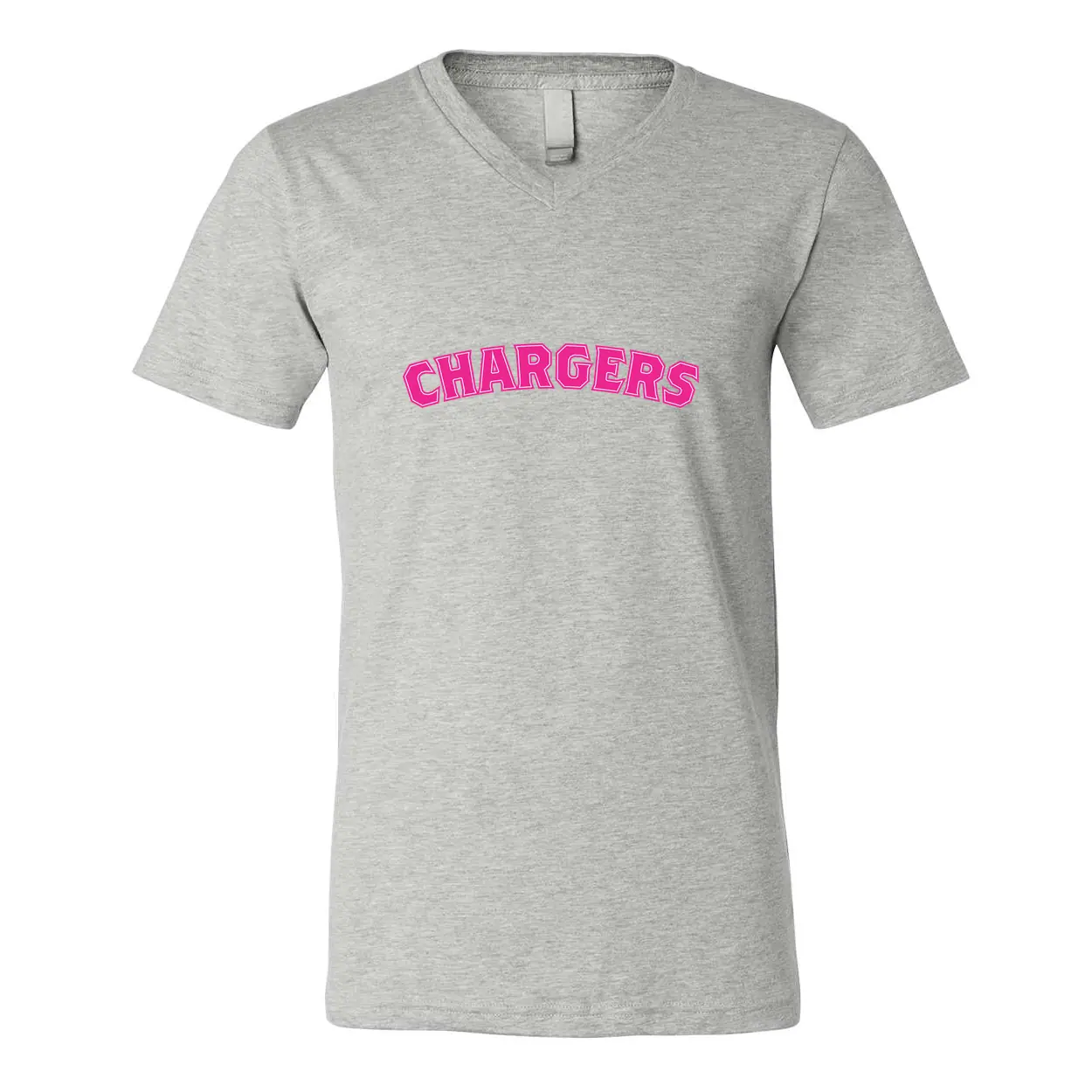 Chargers Pink Curve Logo Adult V-Neck - Image 1