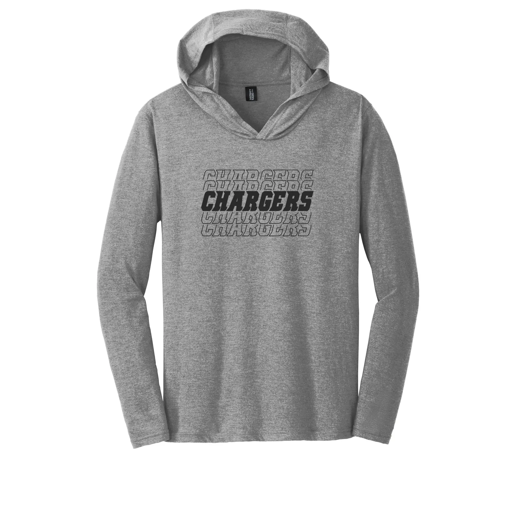 Chargers Repeat Logo Adult Long Sleeve Hooded Tee - Image 1