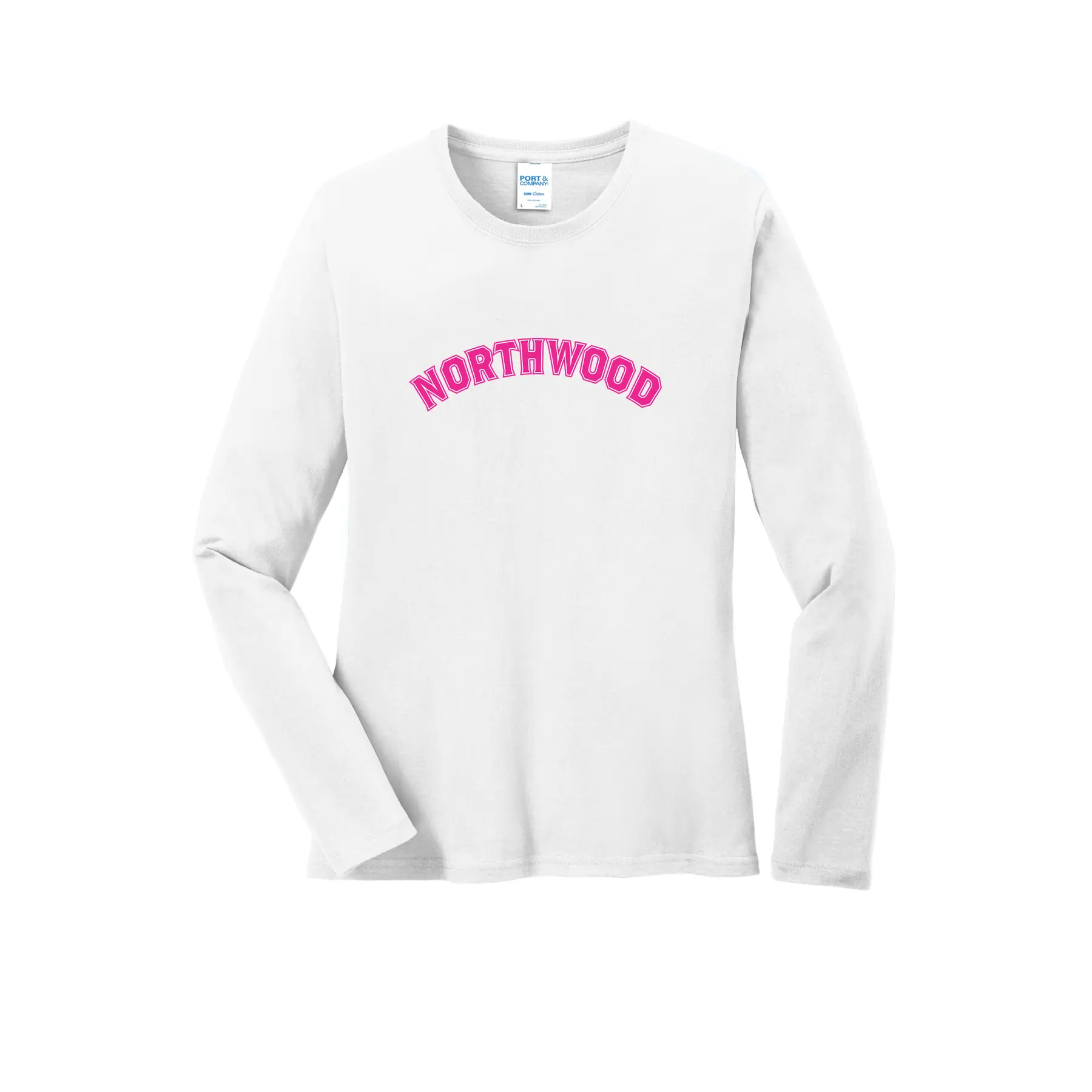 Northwood Pink Curved Logo Ladies Long Sleeves - Image 1