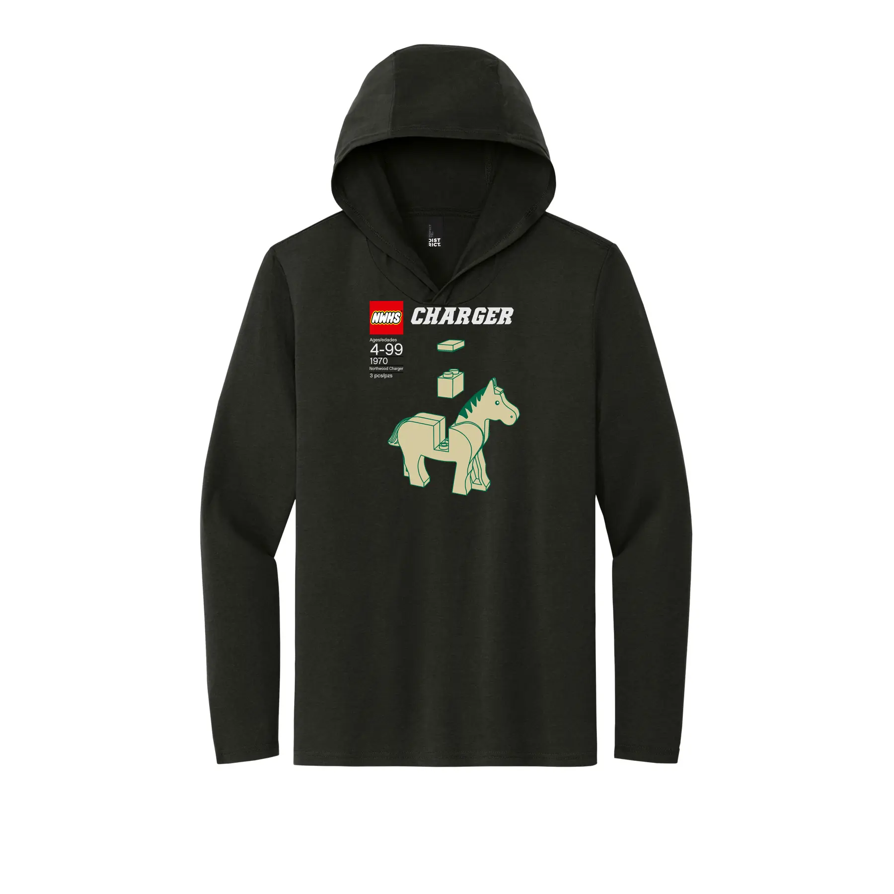 Northwood HS Lego Logo Adult Long Sleeve Hooded Tee - Image 1